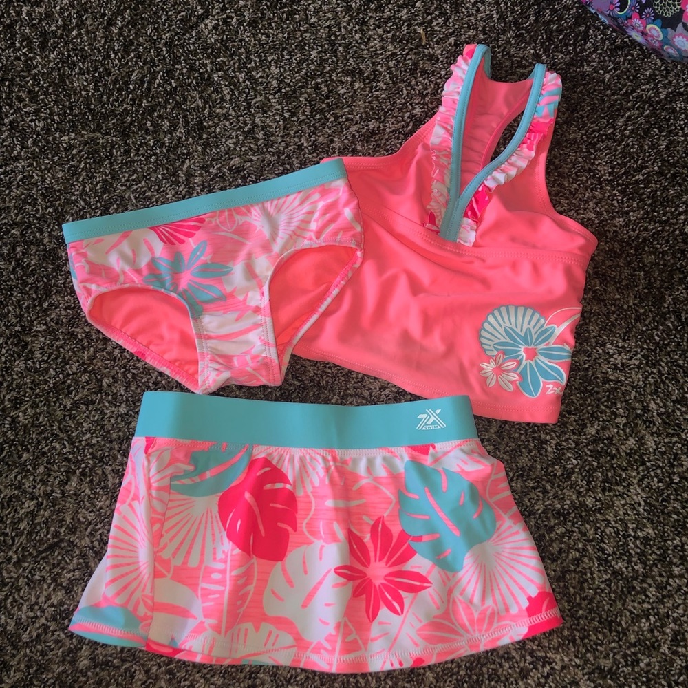 ZeroXPosur girls sz 5/6 3 piece bathing suit